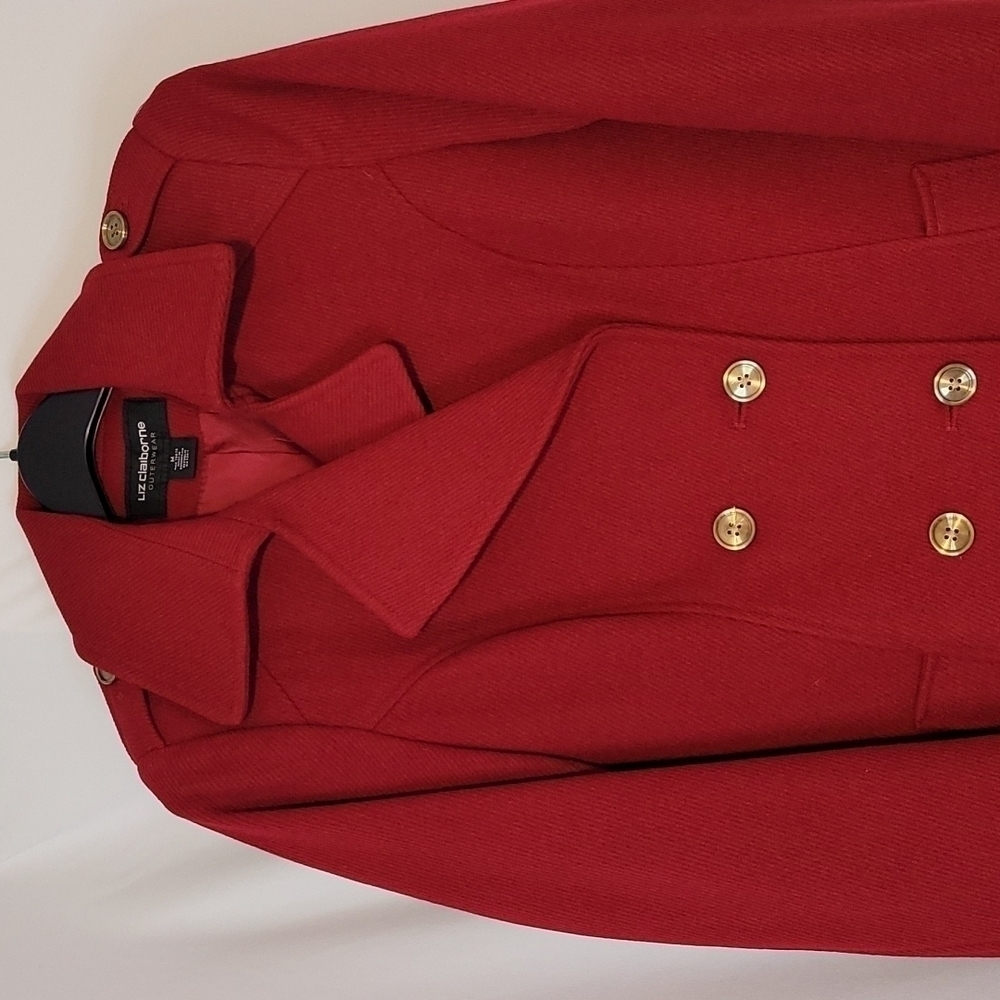 LIZ Claiborne Women's Red Double Breasted Coat - Picture 6 of 15
